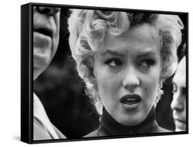 Marilyn Monroe Face Reporters After Announcement Divorce From Baseball Great Joe DiMaggio-George Silk-Framed Stretched Canvas