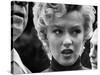 Marilyn Monroe Face Reporters After Announcement Divorce From Baseball Great Joe DiMaggio-George Silk-Stretched Canvas
