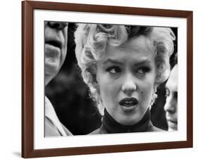 Marilyn Monroe Face Reporters After Announcement Divorce From Baseball Great Joe DiMaggio-George Silk-Framed Premium Photographic Print