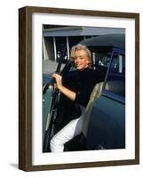 Marilyn Monroe Getting Out of a Car-Alfred Eisenstaedt-Framed Premium Photographic Print