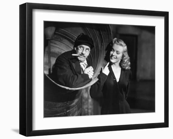 Marilyn Monroe, Groucho Marx, Love Happy, 1949-null-Framed Photographic Print