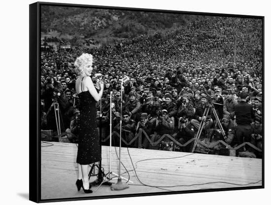 Marilyn Monroe Named "Member of Honour of the 25E Division" on February 16-19, 1954-null-Framed Stretched Canvas