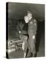 Marilyn Monroe Poses with a U.S. Soldier in Korean During Her USO Tour-null-Stretched Canvas