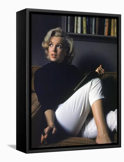 Marilyn Monroe Relaxing at Home-Alfred Eisenstaedt-Framed Stretched Canvas