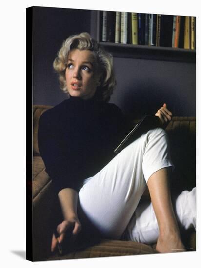 Marilyn Monroe Relaxing at Home-Alfred Eisenstaedt-Stretched Canvas