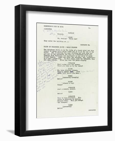 Marilyn Monroe's Copy of the Revised Script for Her Final Unfinished Film 'Something's Got to Give'-null-Framed Giclee Print