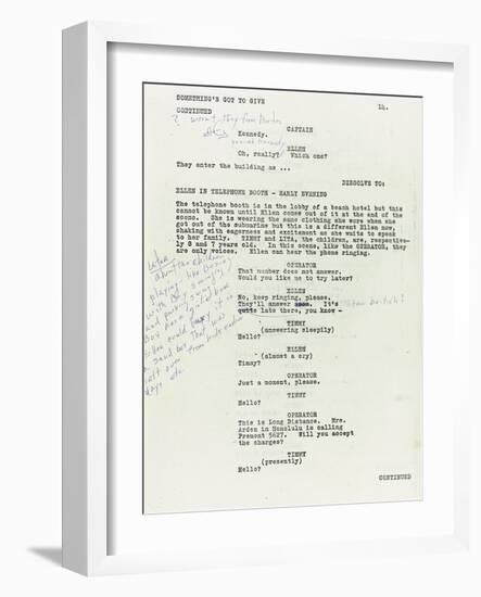 Marilyn Monroe's Copy of the Revised Script for Her Final Unfinished Film 'Something's Got to Give'-null-Framed Giclee Print