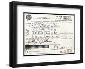 Marilyn Monroe's Driver's License, 1956-null-Framed Giclee Print