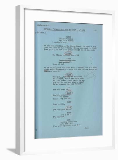 Marilyn Monroe's Final Draft Script for Her Last and Unfinished Film 'Something's Got to Give'-null-Framed Giclee Print