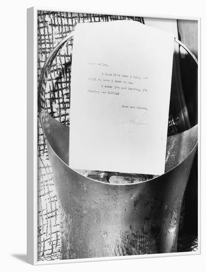 Marilyn Monroe Sending Beer to News Reporters-null-Framed Photographic Print