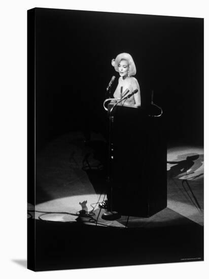 Marilyn Monroe Singing "Happy Birthday" at Democratic Rally for President John F Kennedy's Birthday-Yale Joel-Stretched Canvas