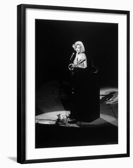 Marilyn Monroe Singing "Happy Birthday" at Democratic Rally for President John F Kennedy's Birthday-Yale Joel-Framed Premium Photographic Print