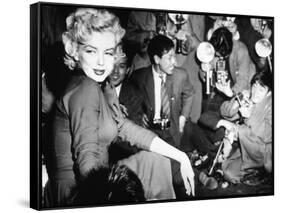 Marilyn Monroe Surronded by Photographers C. 1955-null-Framed Stretched Canvas