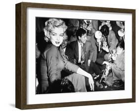 Marilyn Monroe Surronded by Photographers C. 1955-null-Framed Photo