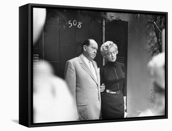 Marilyn Monroe with Her Lawyer Jerry Giesler After Announcement of Her Divorce From Joe DiMaggio-George Silk-Framed Stretched Canvas