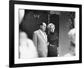 Marilyn Monroe with Her Lawyer Jerry Giesler After Announcement of Her Divorce From Joe DiMaggio-George Silk-Framed Premium Photographic Print