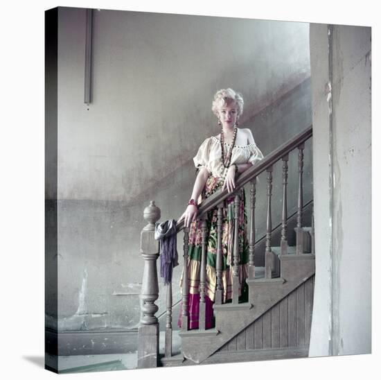 Marilyn on Stairs-null-Stretched Canvas