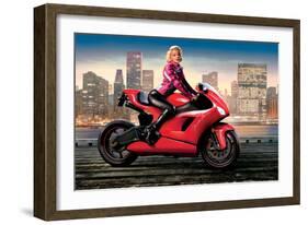 Marilyn's Red Ride - Norma Jean-JJ Brando-Framed Art Print