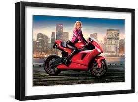 Marilyn's Red Ride - Norma Jean-JJ Brando-Framed Art Print