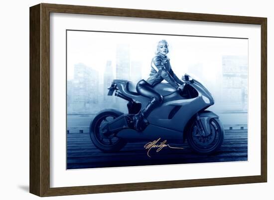 Marilyn's Ride in Blue-JJ Brando-Framed Art Print