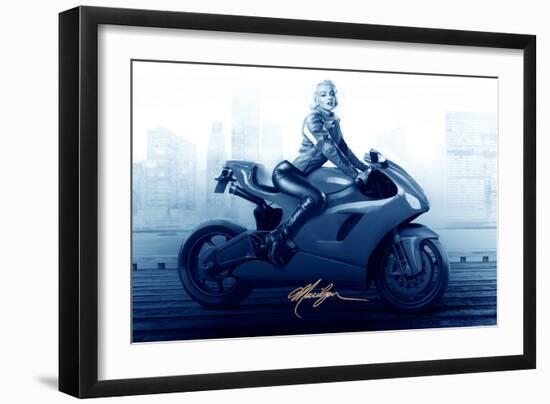 Marilyn's Ride in Blue-JJ Brando-Framed Art Print