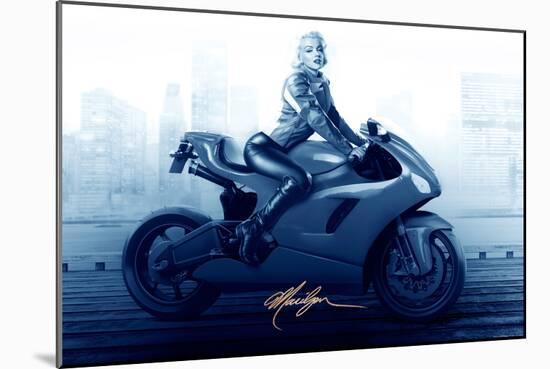 Marilyn's Ride in Blue-JJ Brando-Mounted Art Print