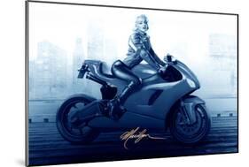 Marilyn's Ride in Blue-JJ Brando-Mounted Art Print