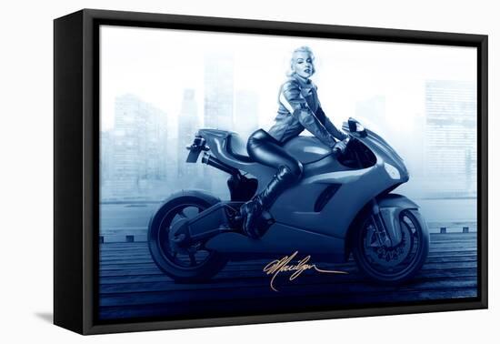 Marilyn's Ride in Blue-JJ Brando-Framed Stretched Canvas