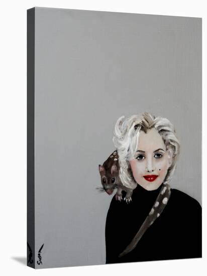 Marilyn with Quoll, 2016-Susan Adams-Stretched Canvas