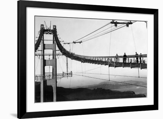 Marin Side of Golden Gate Bridge, Cable Spinning View - San Francisco, CA-Lantern Press-Framed Art Print