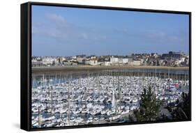 Marina and Main Town, St. Malo, Brittany, France, Europe-Peter Groenendijk-Framed Stretched Canvas