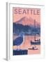 Marina and Rainier at Sunset - Seattle, Washington-Lantern Press-Framed Art Print