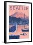 Marina and Rainier at Sunset - Seattle, Washington-Lantern Press-Framed Art Print