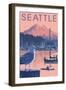 Marina and Rainier at Sunset - Seattle, Washington-Lantern Press-Framed Art Print