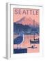 Marina and Rainier at Sunset - Seattle, Washington-Lantern Press-Framed Art Print