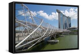 Marina Bay, Helix Bridge and Marina Bay Sands Hotel, Singapore, Southeast Asia-Frank Fell-Framed Stretched Canvas