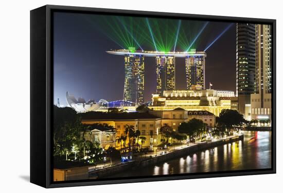 Marina Bay Sands Hotel and Fullerton Hotel, Singapore, Southeast Asia, Asia-Christian Kober-Framed Stretched Canvas