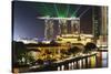 Marina Bay Sands Hotel and Fullerton Hotel, Singapore, Southeast Asia, Asia-Christian Kober-Stretched Canvas
