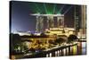 Marina Bay Sands Hotel and Fullerton Hotel, Singapore, Southeast Asia, Asia-Christian Kober-Stretched Canvas