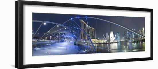 Marina Bay Sands Hotel and Helix Bridge, Singapore-Jon Arnold-Framed Photographic Print