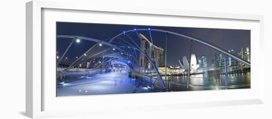 Marina Bay Sands Hotel and Helix Bridge, Singapore-Jon Arnold-Framed Photographic Print