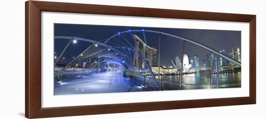 Marina Bay Sands Hotel and Helix Bridge, Singapore-Jon Arnold-Framed Photographic Print