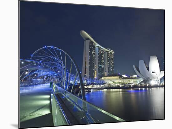 Marina Bay Sands Hotel and Helix Bridge, Singapore-Jon Arnold-Mounted Photographic Print