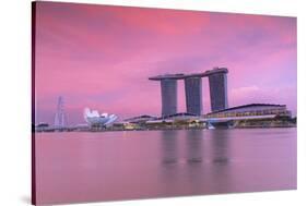 Marina Bay Sands Hotel at sunset, Marina Bay, Singapore-Ian Trower-Stretched Canvas