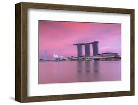 Marina Bay Sands Hotel at sunset, Marina Bay, Singapore-Ian Trower-Framed Photographic Print