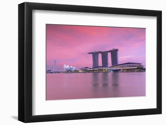 Marina Bay Sands Hotel at sunset, Marina Bay, Singapore-Ian Trower-Framed Photographic Print