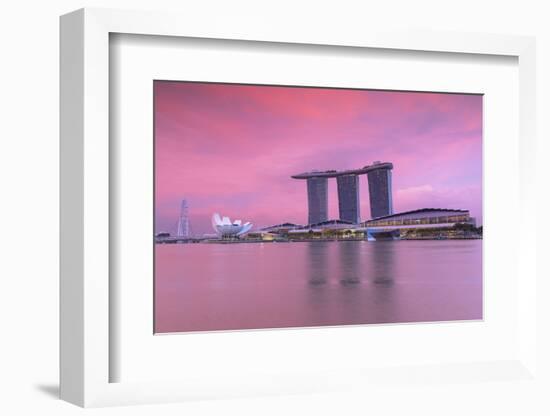 Marina Bay Sands Hotel at sunset, Marina Bay, Singapore-Ian Trower-Framed Photographic Print