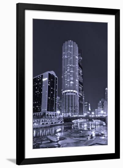 Marina City on the Chicago River BW-Steve Gadomski-Framed Photographic Print