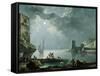 Marina in the Moonlight-Carlo Bonavia-Framed Stretched Canvas