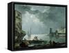 Marina in the Moonlight-Carlo Bonavia-Framed Stretched Canvas